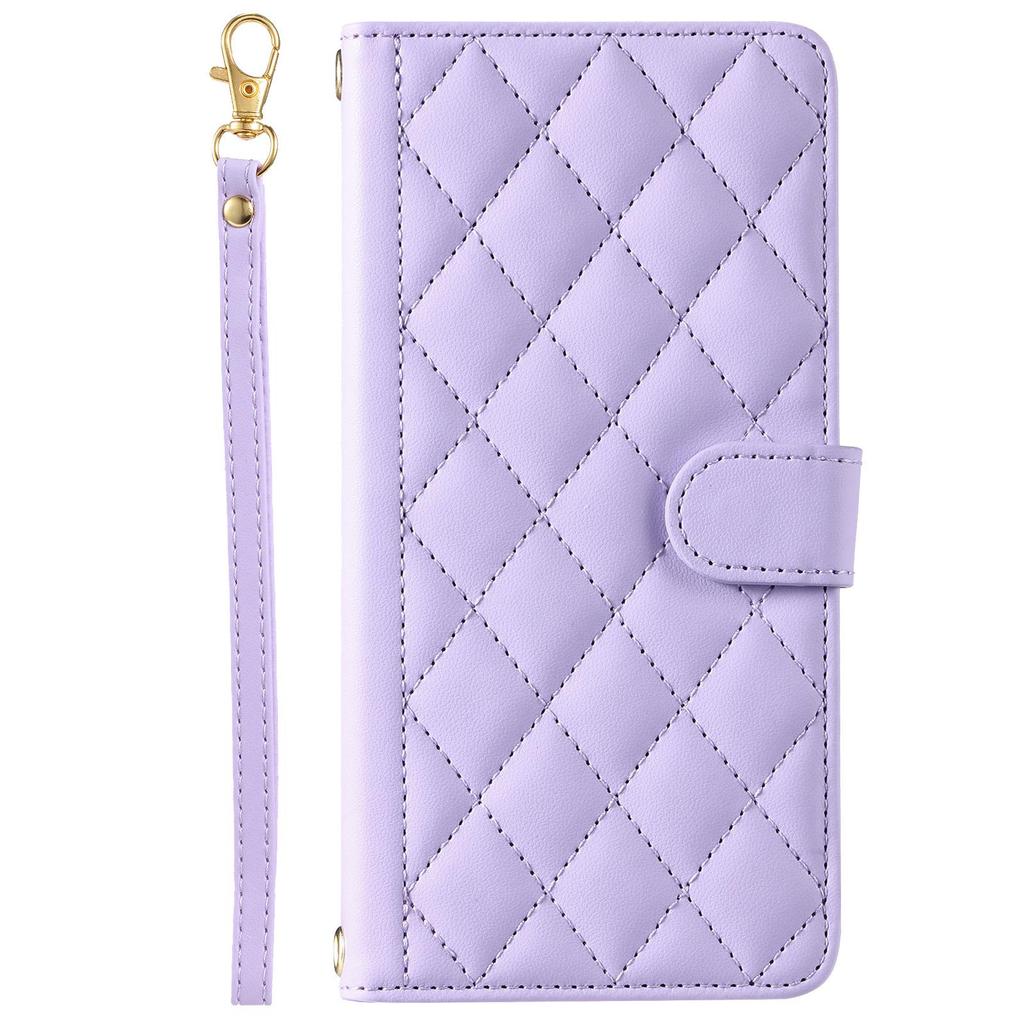 Cross-Border Compatible Houndstooth Leather Flip Card Holder Case with Lanyard for Sony 5 IV/10 V (2023)