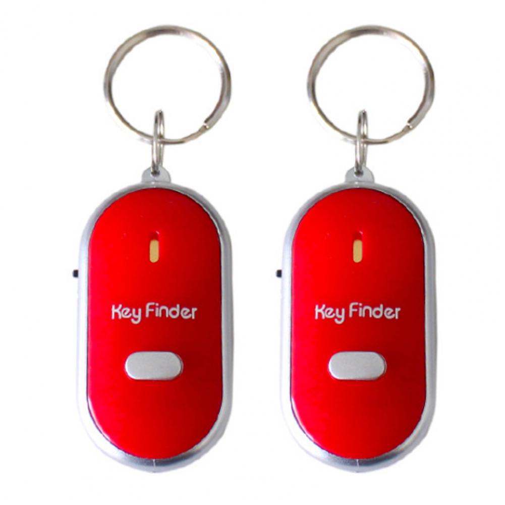 2Pcs Key Finder 5.7cm Keychain Whistle Remote Control Flashing Key Tracker Device Portable Waterproof Anti-lost Key Ring Holder