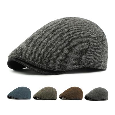 Contrast Color Wool Cotton Cap Autumn Winter Beret Retro Progressive Cap Thick Men's Peaked Cap