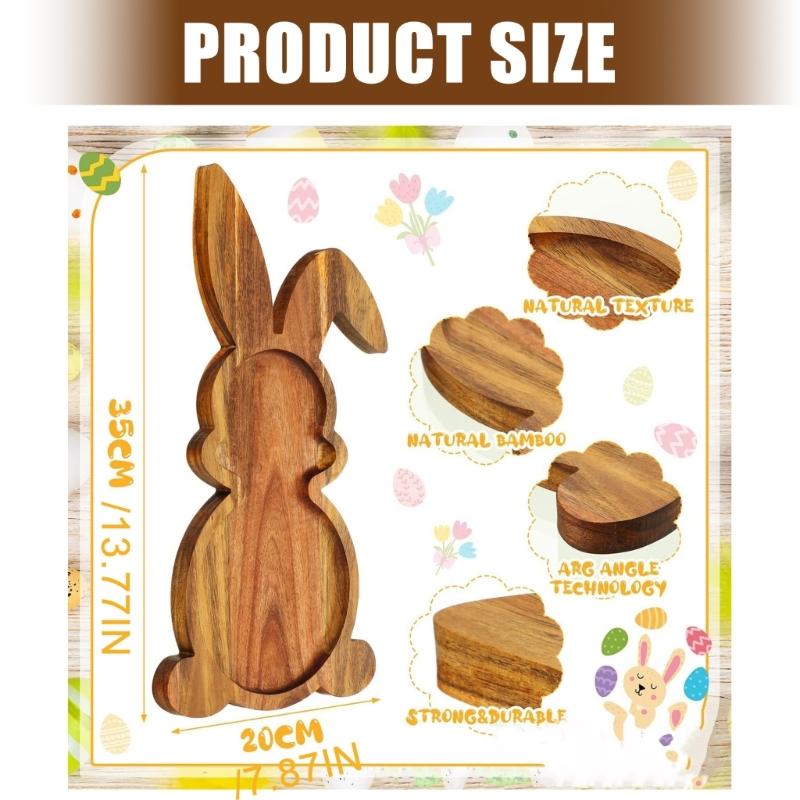 Adorable Rabbit Shape Wood Tray for Family Gatherings Childrens Birthday Parties and Serving Snacks Safely