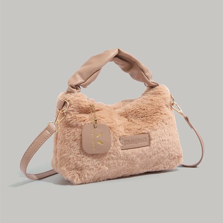 2024 New Furry Small Square Bag for Women, Autumn and Winter Plush Handbag, Fashionable Single Shoulder Crossbody Furry Bag