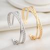 18K Gold Titanium Steel Geometric Pleated C-Shape Bracelet for Women