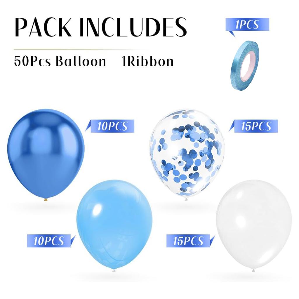 12inch 50pcs metal balloon set with confetti, suitable for weddings, birthdays, fashion parties, showers, graduation ceremonies