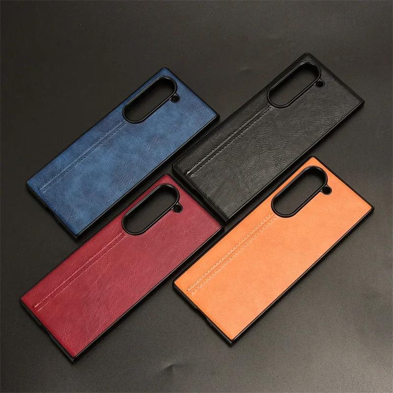 High Quality Business Sle Leather Pure Color Ultra Thin Phone Case for Samsung Galaxy Z Fold 7 6 Screen Shockproof Protect Cover