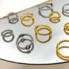 5pcs Stainless Steel Lace Beads Set Bead Ring Double Hole DIY Handmade String Bead Hollow Loose Spacer Beads Jewelry Accessories