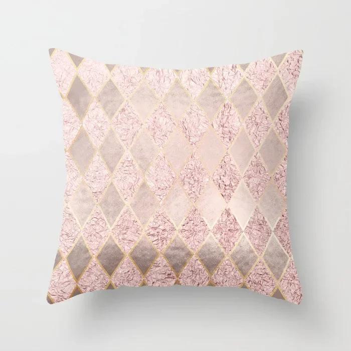 40X40/45X45CM Rose Gold Pink Geometry Print Cushion Covers Modern Nordic Livingroom Decorative Pillows Case Couch Throw Pillows