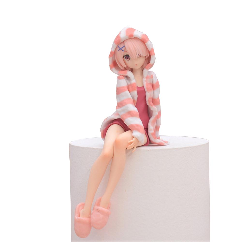 Anime Rem/Ram Figure Sitting pose  Instant Noodles Press Action Figure Swimsuit Model Desktop Ornaments Collection toy Gifts