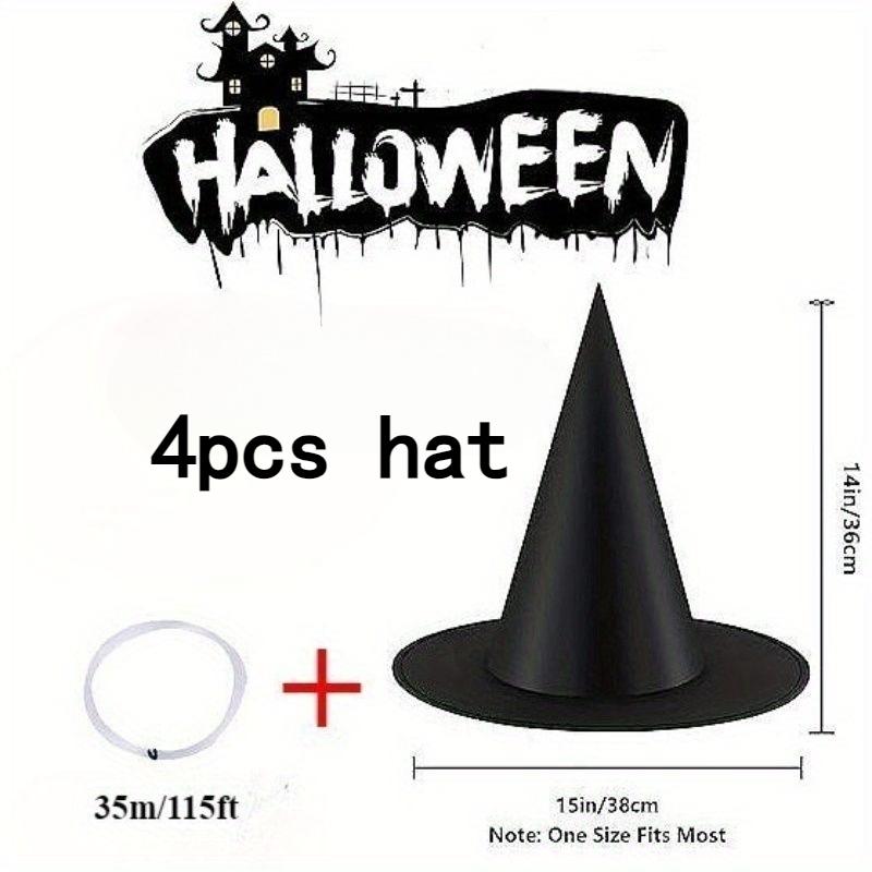 6pcs Halloween Witch Hats Hanging Black Wizard Hats Suitable for Homes Gardens Porches Themed Holiday Party Hats