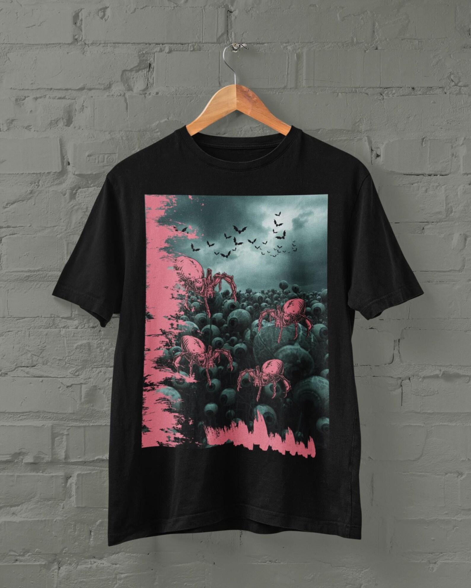 Horror Spider Eyeball T-Shirt, Creepy Gothic Halloween Graphic Tee, Spooky Unisex Shirt 4XL