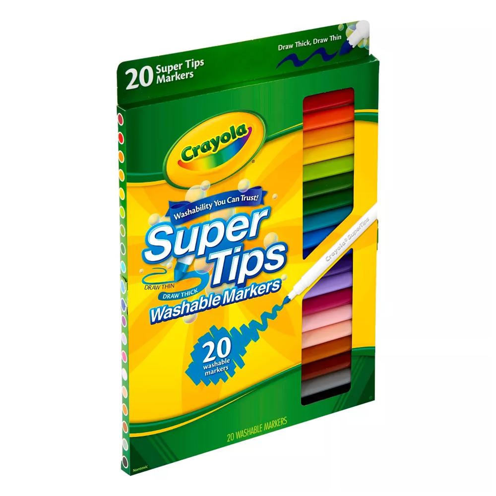 Markery kolorowe zmywalne szkolne dla dzieci Super Tips Crayola 20 kolorów