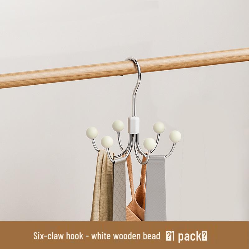 360° Rotating Multi-functional Six-Claw Wardrobe Storage Hook for Dorms & Daily Use