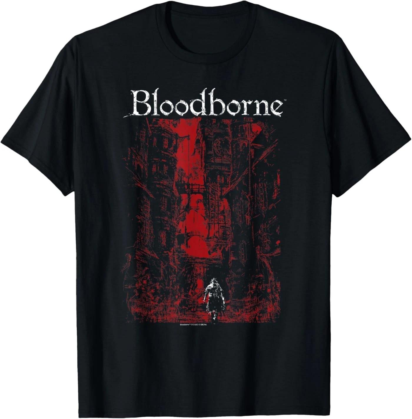 

Bloodborne Red City Background with Logo Video Game T-Shirt 4XL