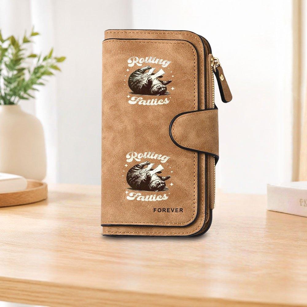 Rolling Cat Pattern Long Zipper Wallet, Large Capacity Card Holder, Unisex Clutch Bag, Fashionable Zipper Coin Purse, Suitable for Daily Use, A Great