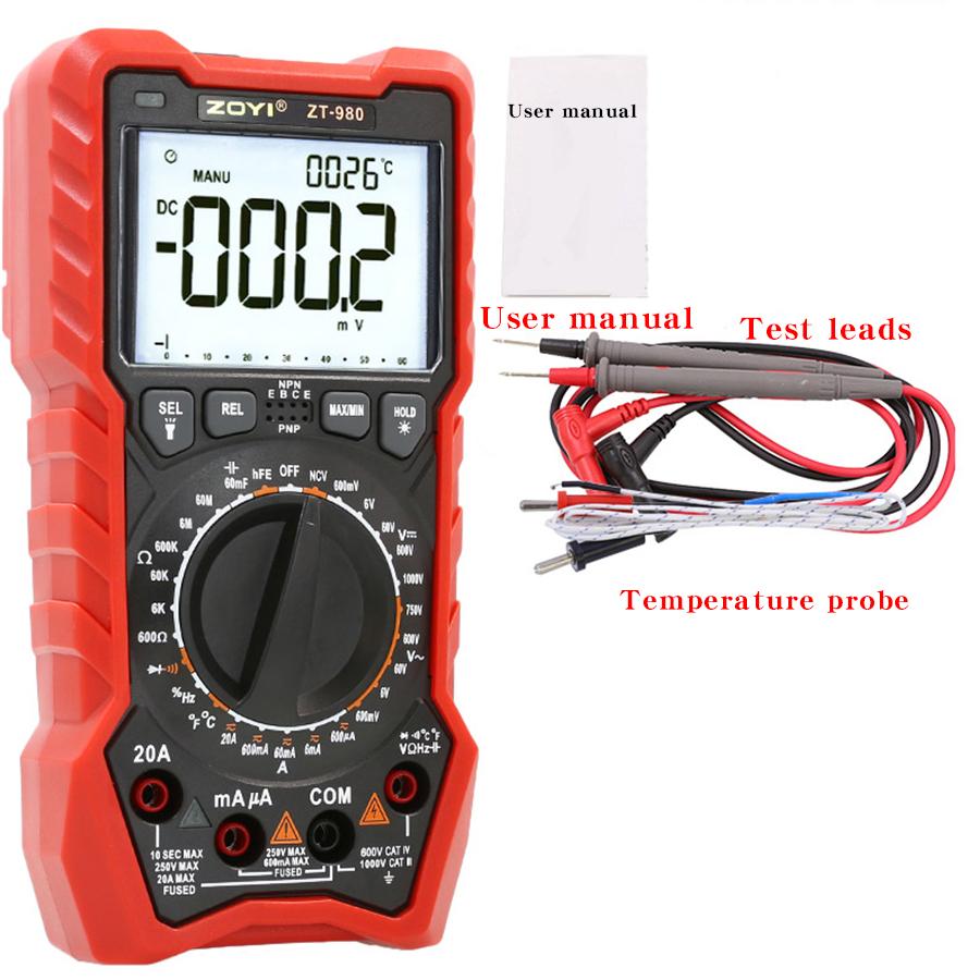 ZOYI ZT-980 Electrician Multimeter Universal High-Precision Digital Smart Anti-Burn Household Capacitance Meter