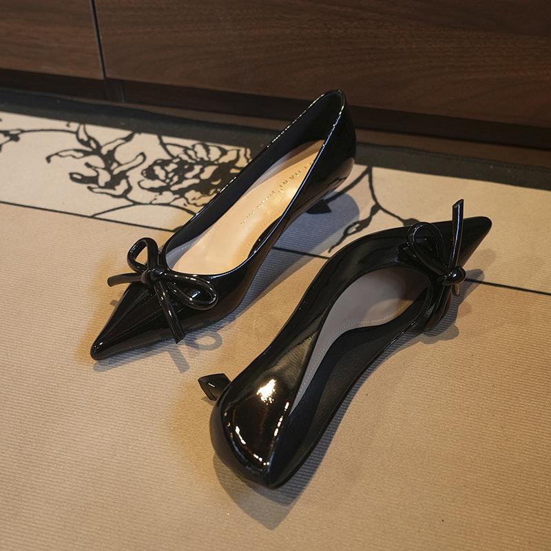 Samei Soft Noodles~ Private Collection Edition~ Simple Temperament Pointed High Heels Women's Thin Heel Bow Single Shoes Spring