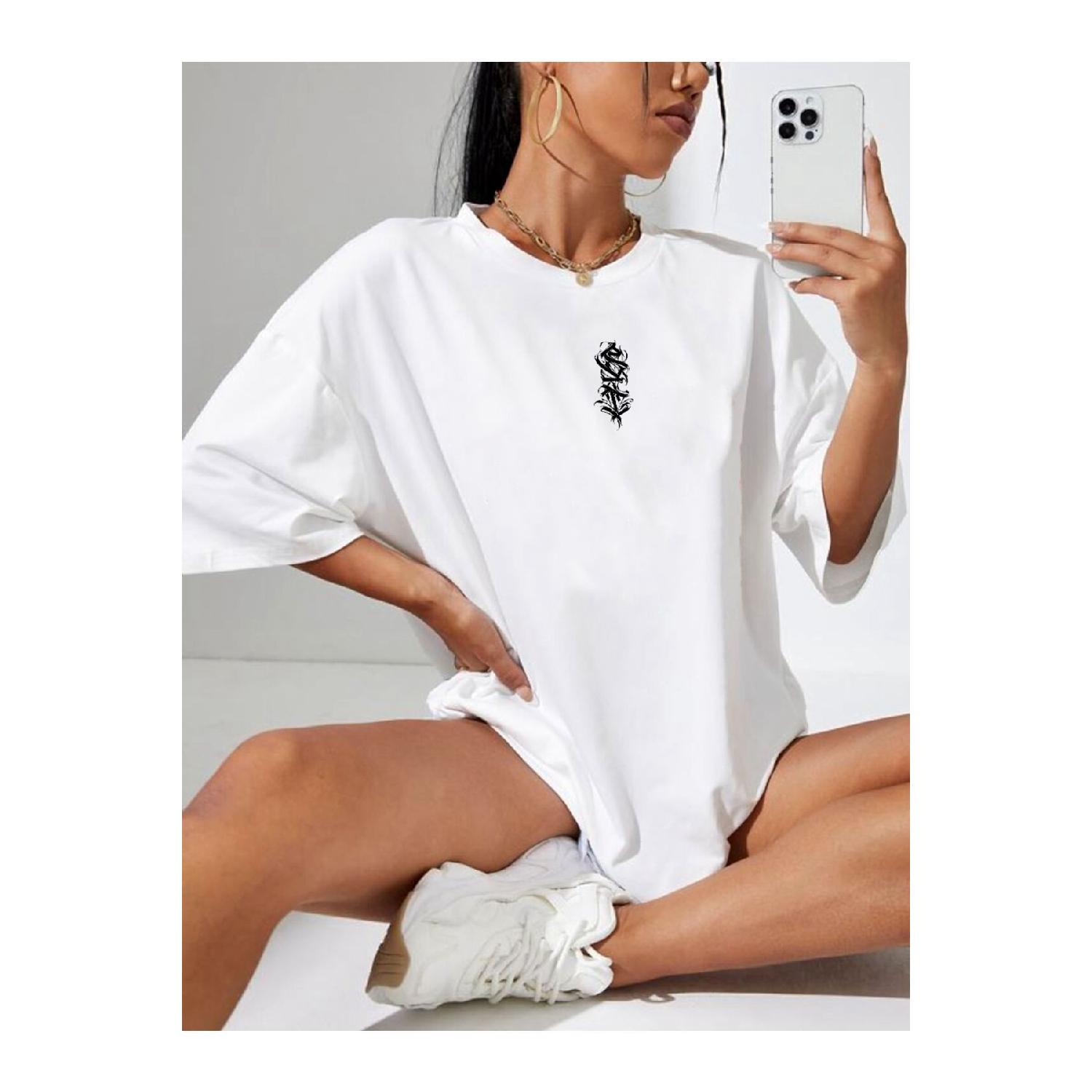 

Minimal Pattern Oversize Unisex Cotton Printed T-shirt S белый