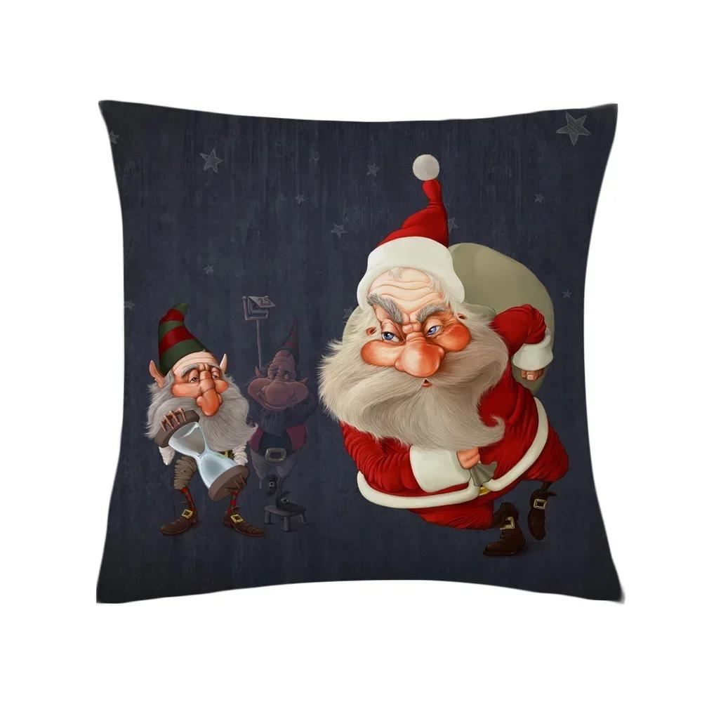 Home Decor Funny Santa Claus Pattern Cushion Cover Pattern Cushion Cover Suitable for Sofa Bedroom Car Pillow Cover