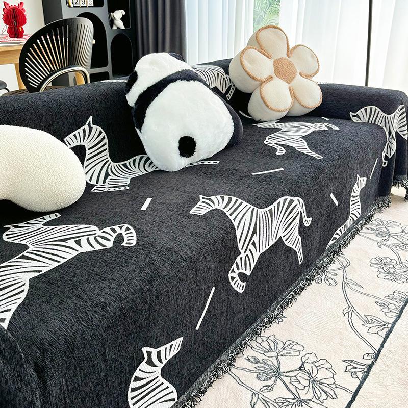 Zebra Sofa Full Cover Cloth New Chenille Sofa Towel Four Seasons Universal Cushion Cover Full Cover