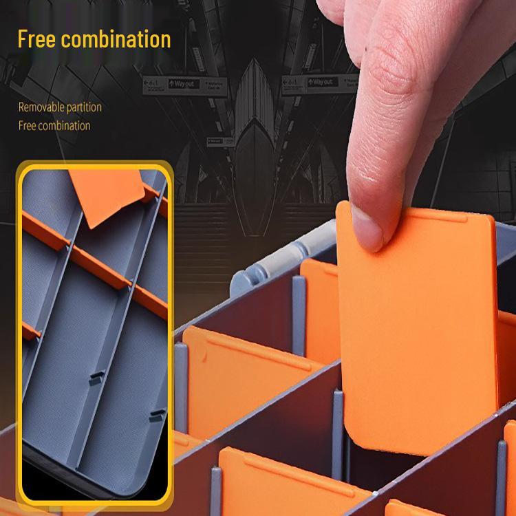 Plastic Grid Organizer Box with Removable Compartments for Small Parts and Accessories