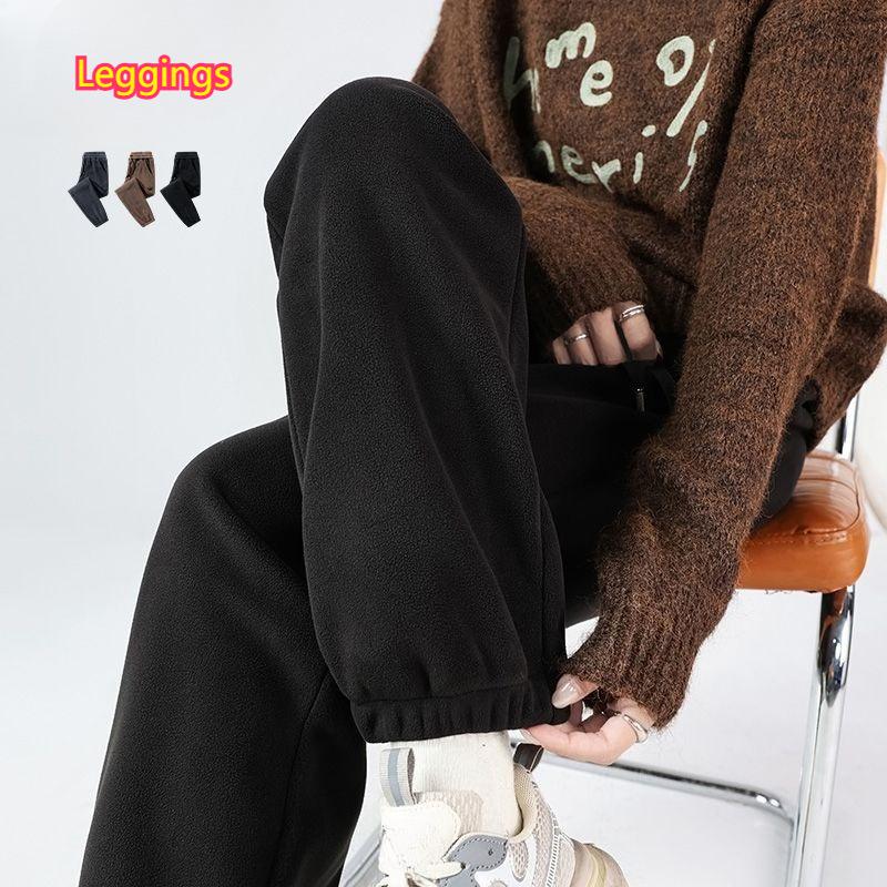 Fleece Sweatpants Women's Pants Solid Color Loose Autumn and Winter Plus Velvet Warm Sports Trousers Casual