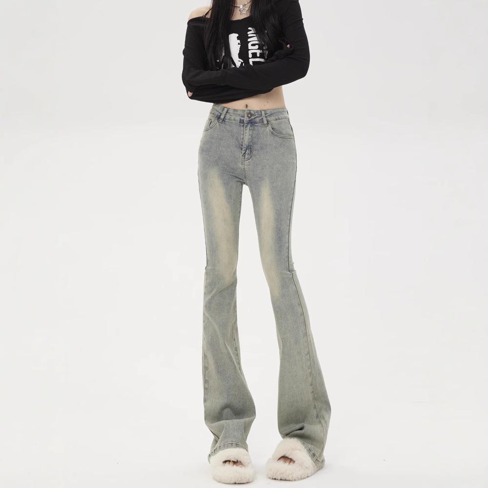 

Women s Versatile High-Waist Flare Jeans - Comfortable Elastic Slimming Long Pants for Casual Fashion 2XL