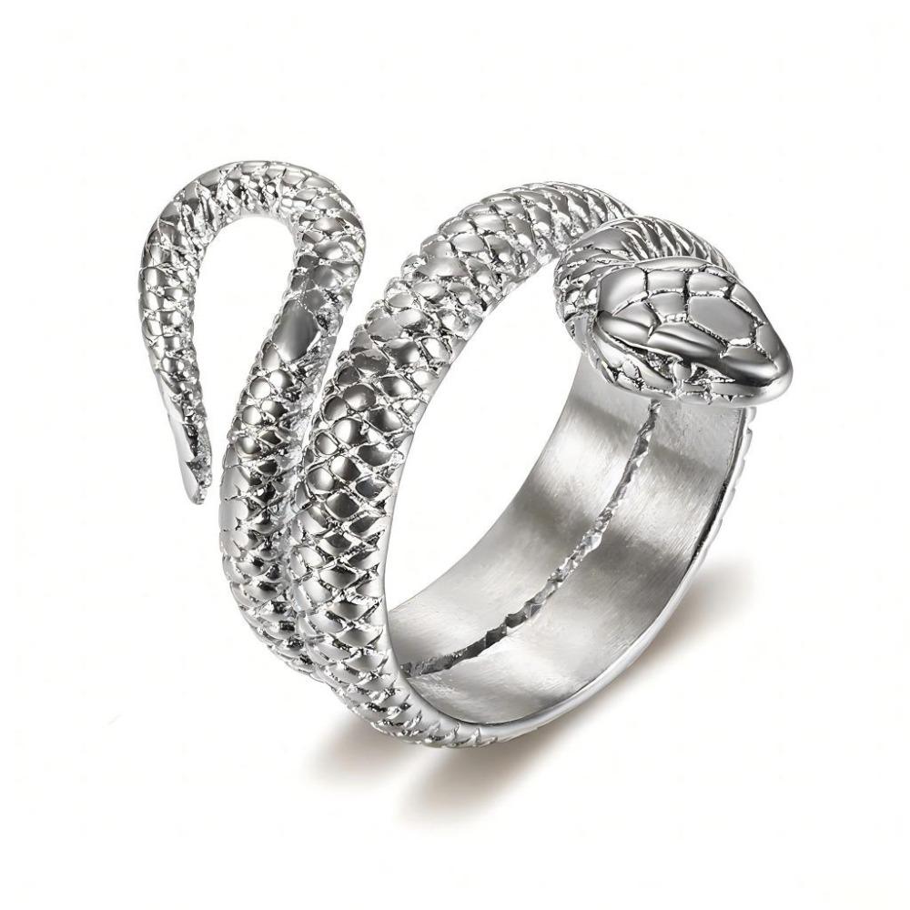 Titanium Steel Snake Ring for Men Unique Serpent Design Stylish Mens Jewelry Fashionable Accessory