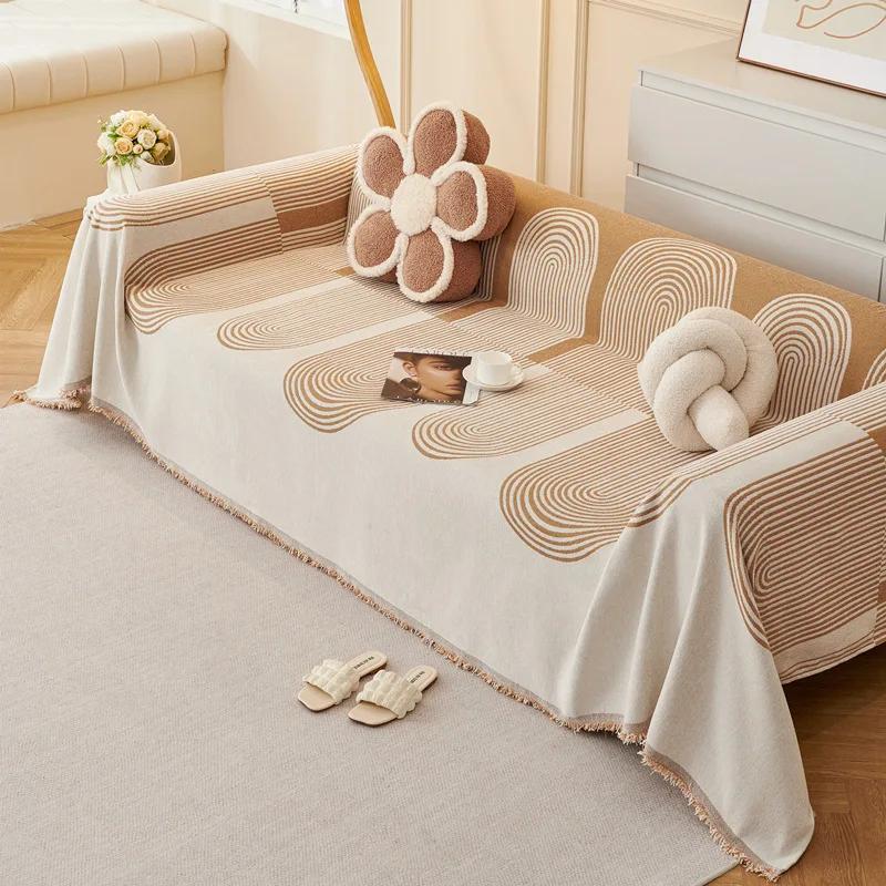 Premiumgefühl Moderner Sofabezug Stoff Chenille Sofahandtuch Sofakissen Sofabezug Bezug für Alle Jahreszeiten