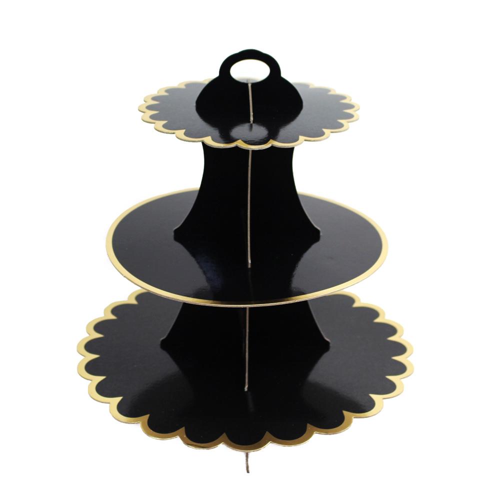 Cake Stand Afternoon Tea Wedding Plate Party Tableware 3-Layer Disposable Cake Stand Tower Suitable for Birthday Party
