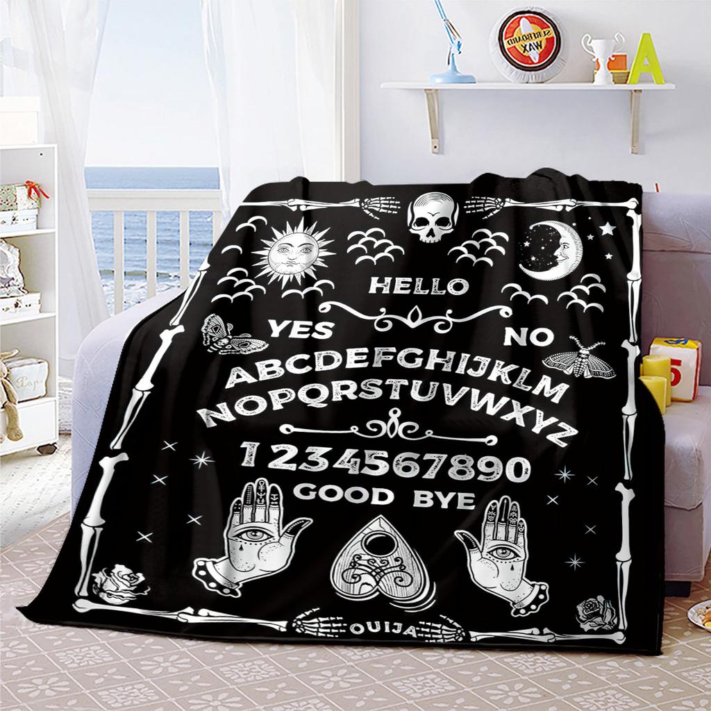 1PC Spirit Board Ouija Print Plush Blanket Perfect All Seasons Soft Comfortable Sofa Office Travel Festive Gift