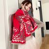 Floral Print Cashmere Winter Poncho Scarf Women Luxury Design Warm Shawl Thick Warp Blanket Bufanda Casual Accessories