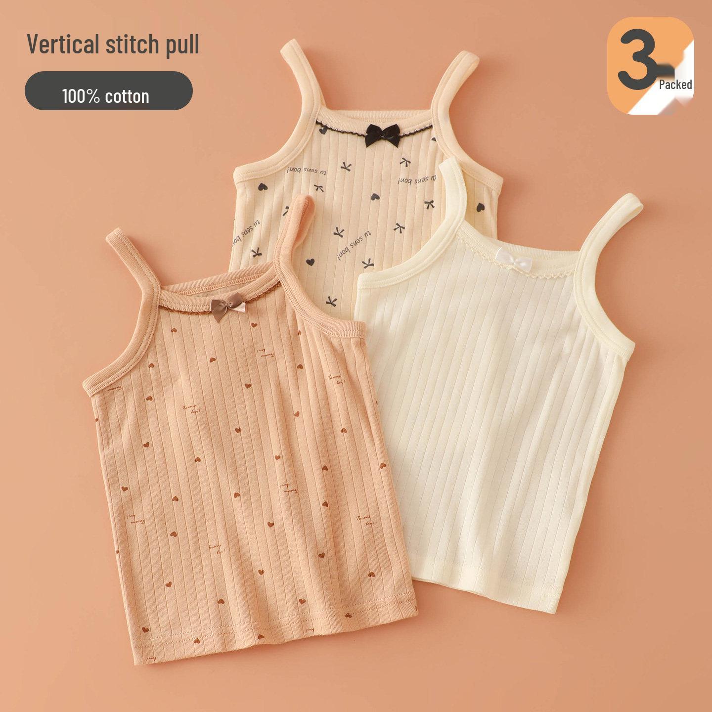 Girls Cotton Sleeveless Tank Top - Breathable, Sweat-Absorbing Summer Camisole Size 100
