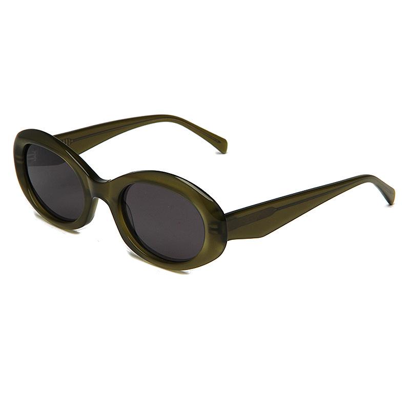 

2026 Retro Oval Acetate Frame Polarized Sunglasses Women Trendy Personality Sun Protection Eyewear Men UV400 Fashion SUN Glasses as picture