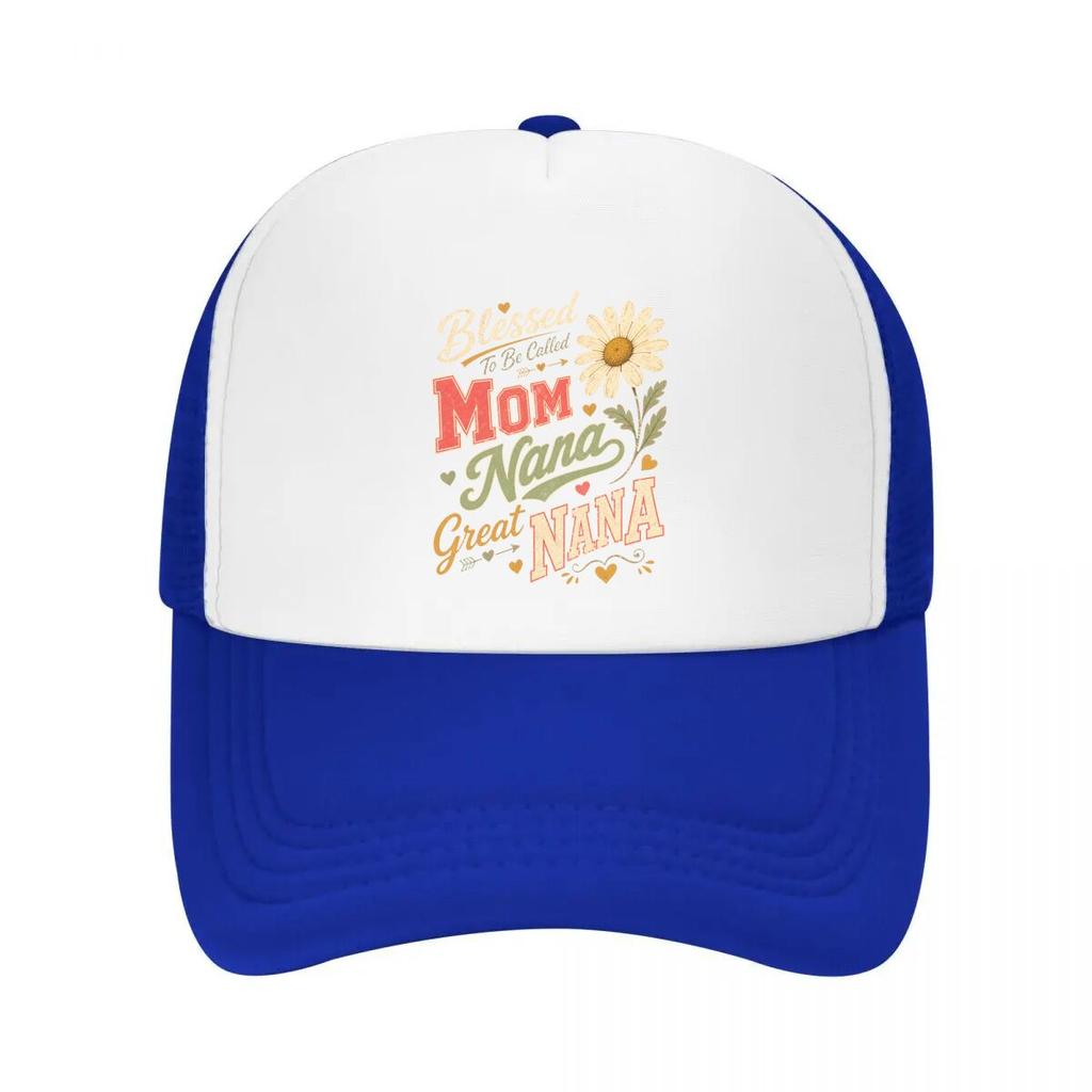 Blessed Grandma Names Floral Typogra Mesh Baseball Cap Casual Hat Outdoor For Womens Unisex FeUnisex