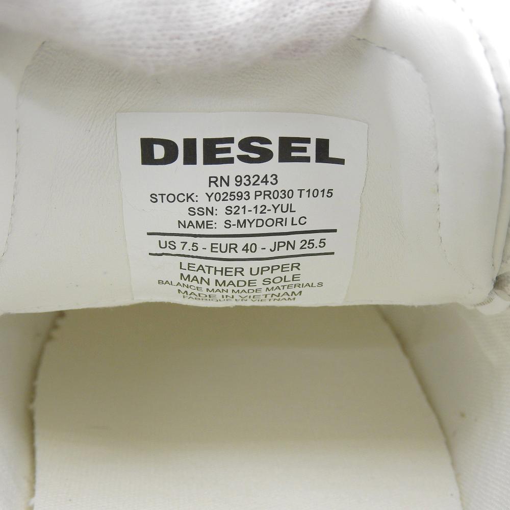 DIESEL S-MYDORI LC Leather Low-Top Sneakers, Men's, White, 10" shoes 7.5(US) whiteUsed