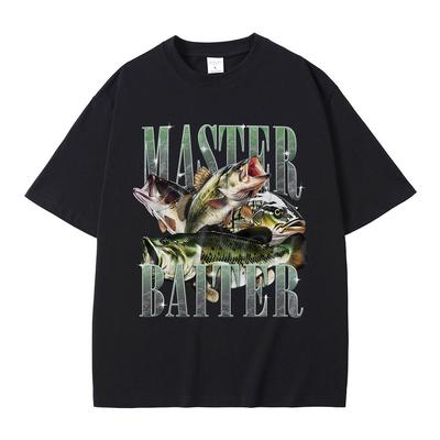 Master Baiter Bass Fishing Fisher Funny Meme Graphic Tshirts Men Casual Tshirt Short Sleeve Vintage Summer Pop T Shirts