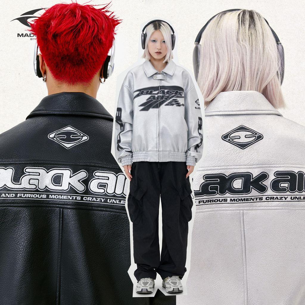 BLACKAIR Unisex Retro Street Cleanfit Lychee PU Leather Jacket