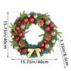 Christmas Wreath Decoration with Bowknot Garland Holiday Gift Artificial Ornament Front