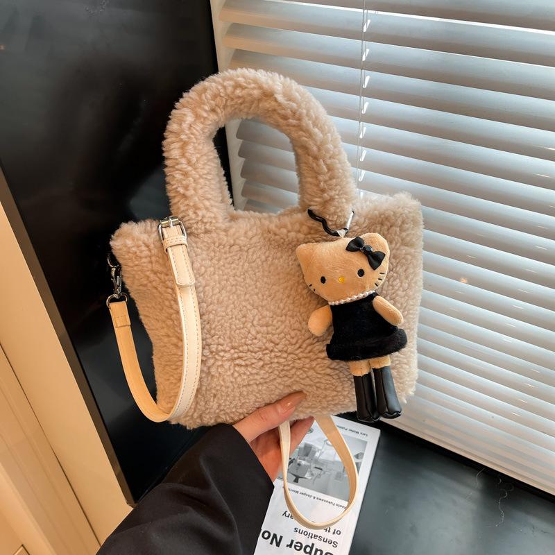 Autumn and Winter Fashion Handbag Small Bag Women's 2025 New Simple Plush Bag Versatile Shoulder Messenger Small Square Bag