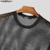 INCERUN Men O Neck Short Sleeve Mesh Sheer See Through Tops T-Shirts