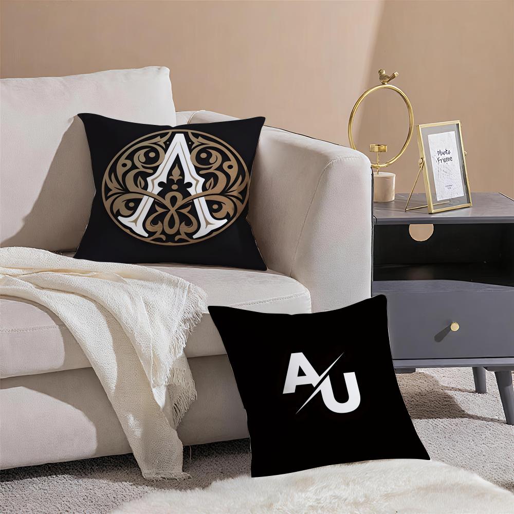 Simple letter Design AU Cushion Cover Pillowcase Short Plush Invisible zipper Room Sofa Cushion Cover