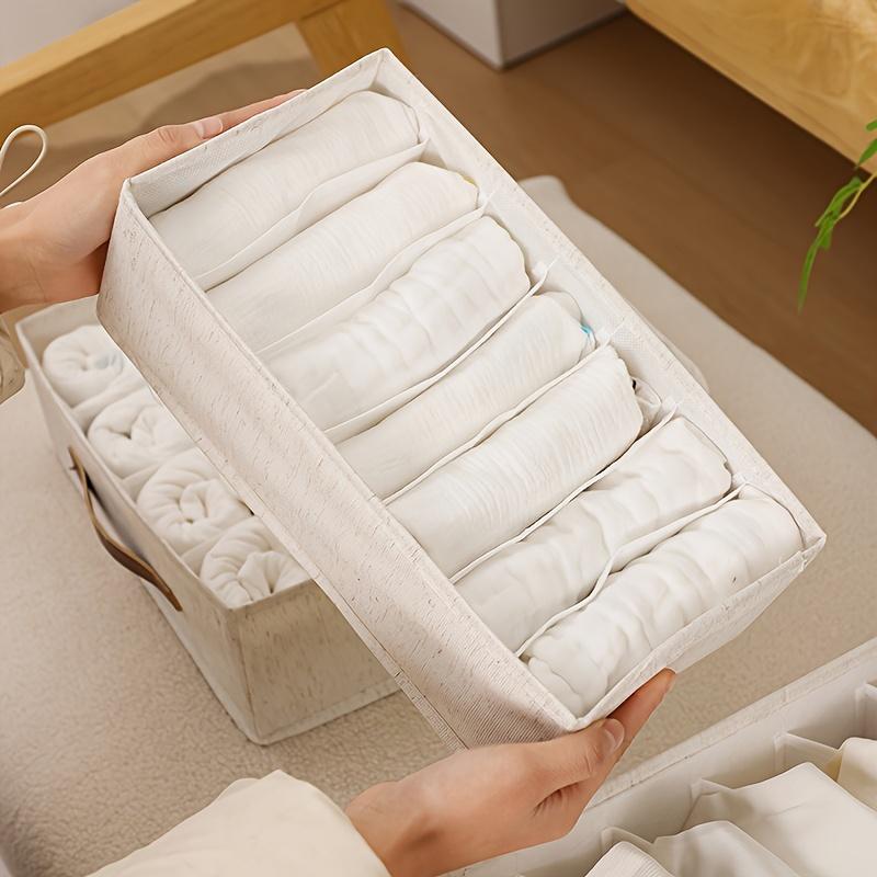 1pc Beige Foldable Storage Organizer Box for Underwear, Bras, Ties & Accessorie Storage Bins