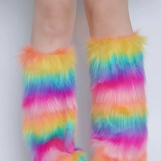 Faux Fur Fuzzy Leg Warmer for Women Girls Soft Plush