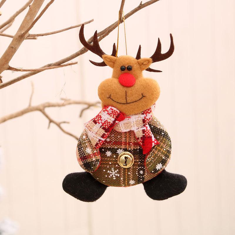 Christmas Tree Plush Ornaments Cute Santa Claus Snowman Reindeer Tamer Bell Doll Hanging Pendant Go Home