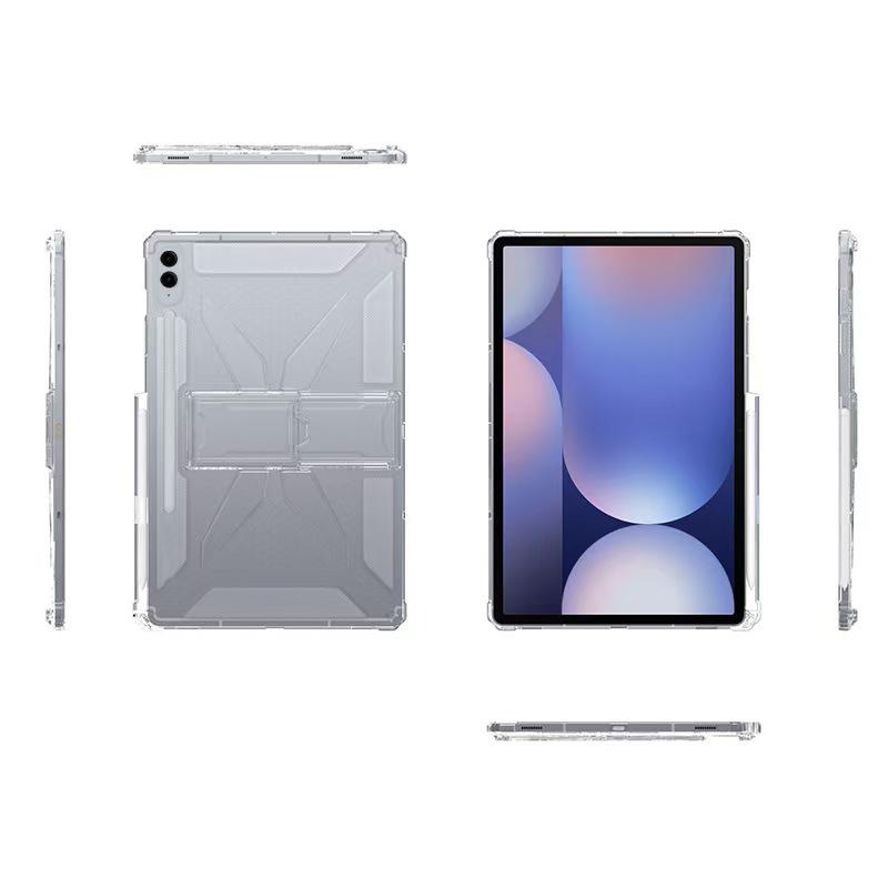For Samsung Galaxy Tab S10 FE/S9 FE Clear Case Kickstand Shockproof TPU + PC Tablet Cover with Pen Slot