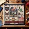 Segmented Embroidery Pattern 250th Anniversary Cross Stitch Kit, Independence Day Theme, Red White Blue Threads Patriotic Set, USA Patterns