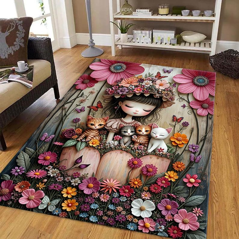 Living Room Printed Carpet Bedroom Coffee Table Sofa Carpet Dirt Resistant and Easy To Maintain Floor Mat