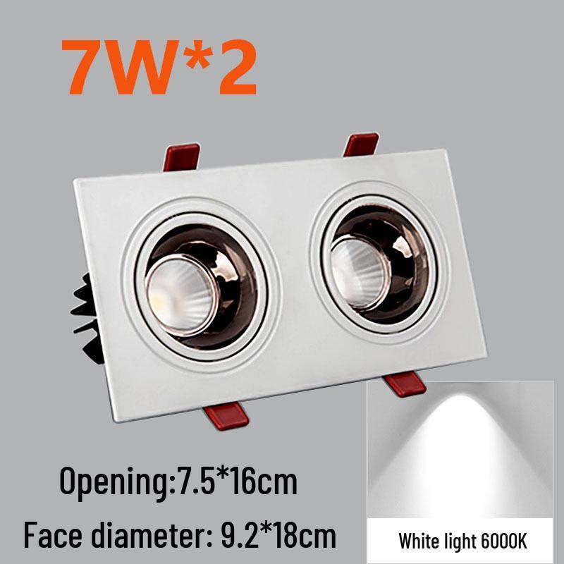 

Двухголовочный антибликовый прямоугольный встраиваемый светодиодный потолочный прожектор на карданном подвесе 4000K Neutral Light