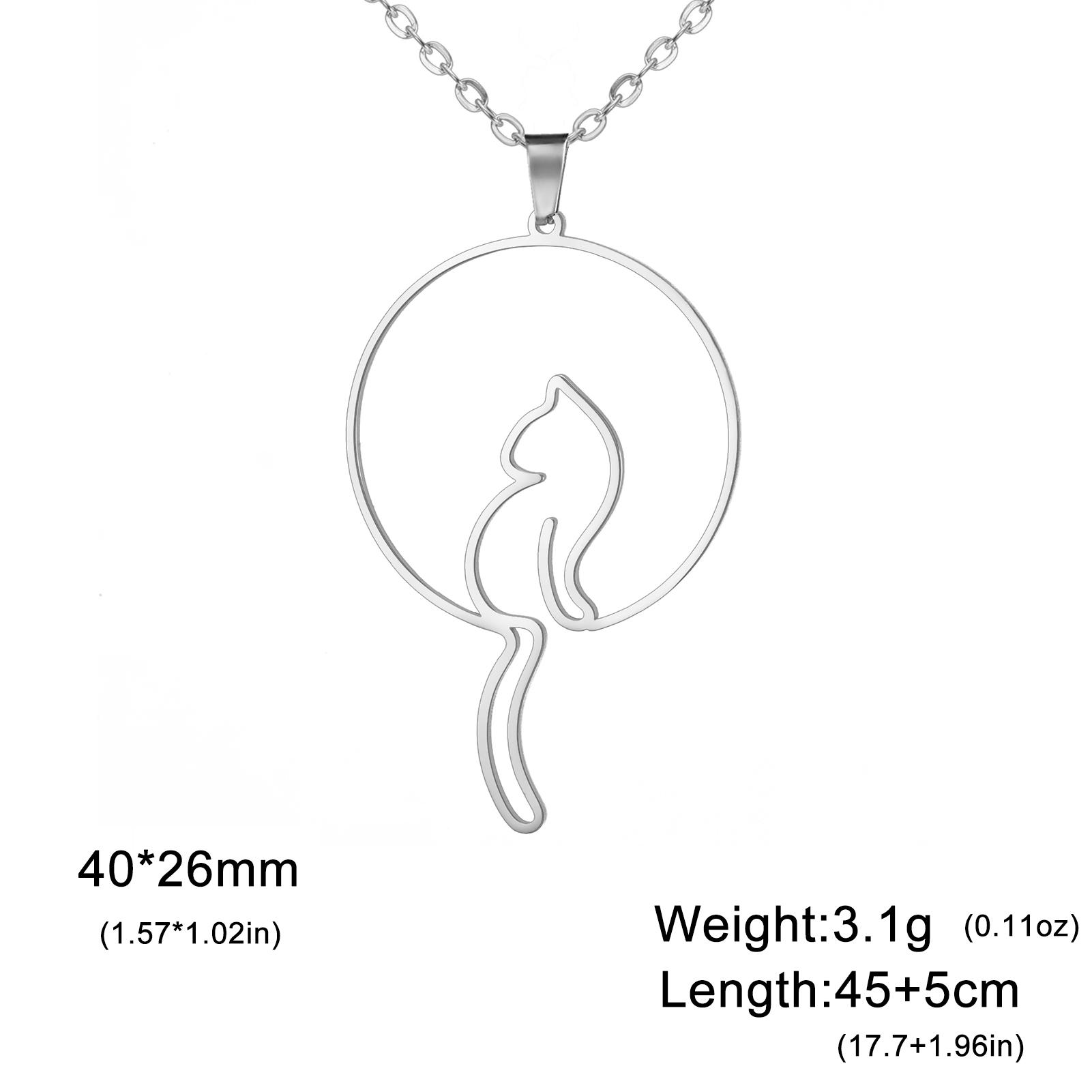 

Cat Moon Necklace for Women Round Pendant Hollow Charm Stainless Steel Jewelry on the Neck Cute Gift Accessories 2026 Trend New