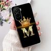 For Xiaomi Poco M7 4G Case Cover Transparent Aesthetic A-Z Letters Fashion Flowers Crown Soft Bumper Casing