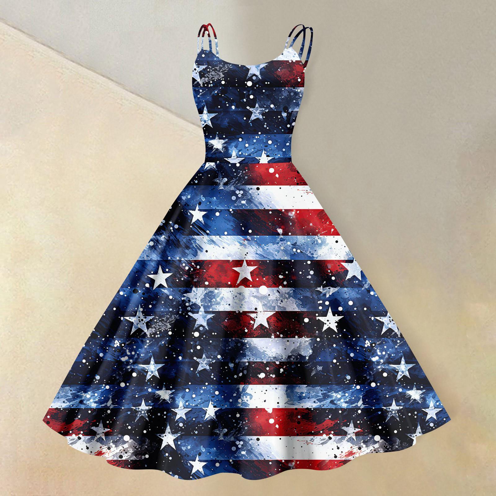 

Женская повседневная мода День независимости принт сексуальная юбка с открытыми плечами панк ретро XXL